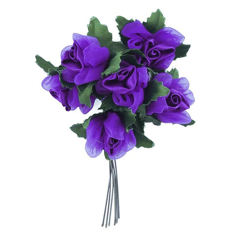 30mm Satin & Organza Rose Bud with Leaves
